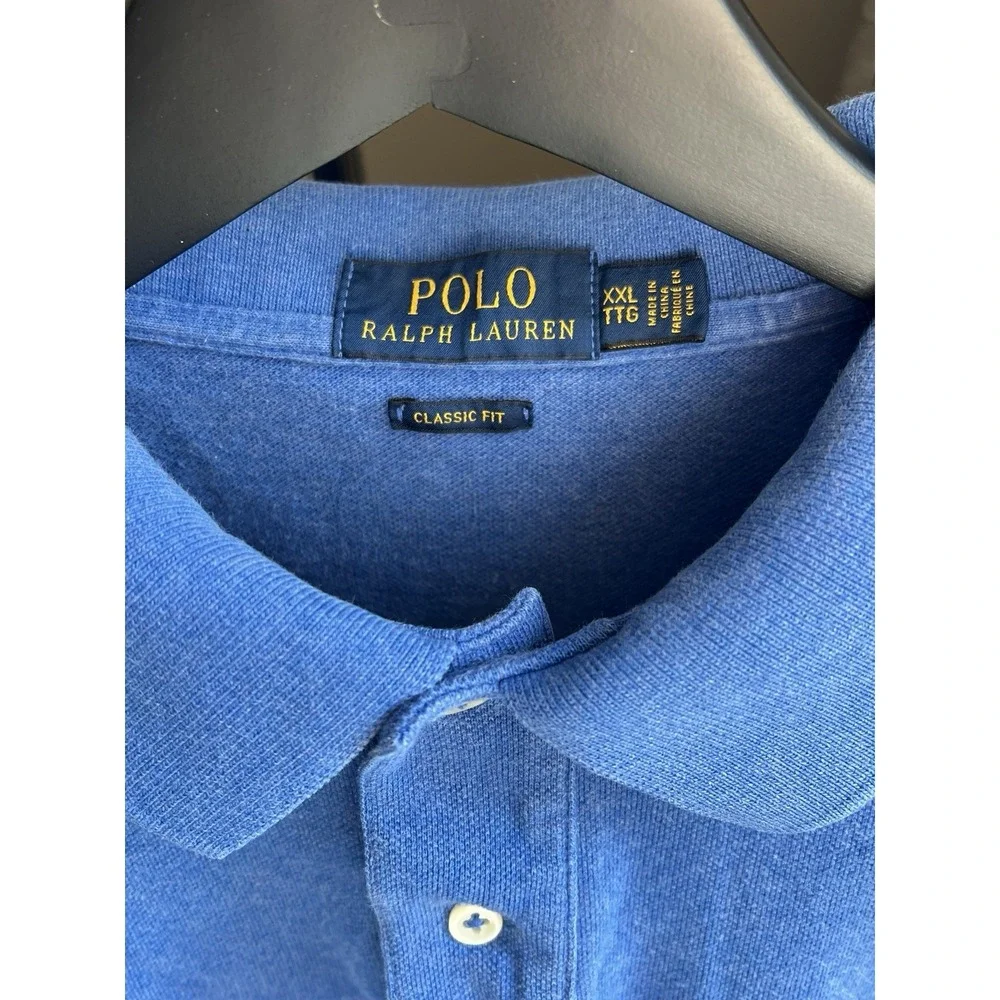 Polo Ralph Lauren XXL‎ Classic Fit Blue Shirt Orange Polo Player Embroidery